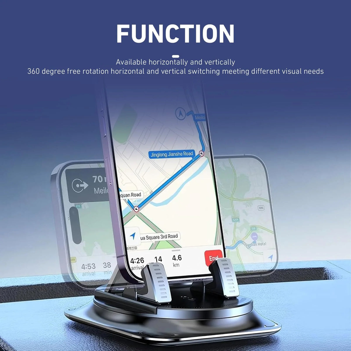 Car Dashboard Phone Holder Rotatable One-Hand Operation Bracket Anti-Slip