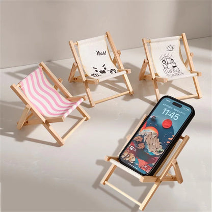 Wood Chair Shape Mobile Phone Stand Beach chair Desktop