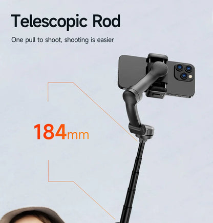Foldable 3-Axis Phone Gimbal Stabilizer with Telescopic Rod