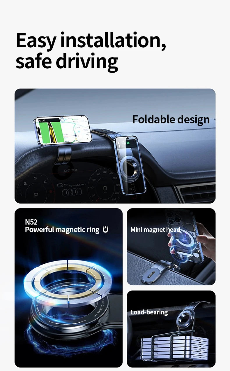 Magnetic Car Phone Holder Foldable Car Cell Phone Support Mount