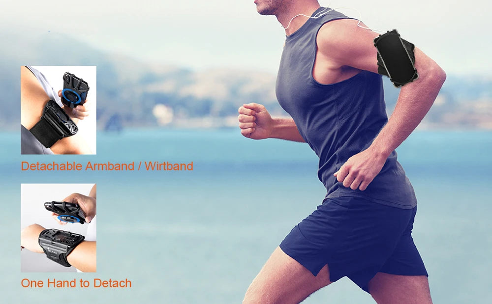 Running Wristband Phone Holder 360°Rotation Detachable Sports