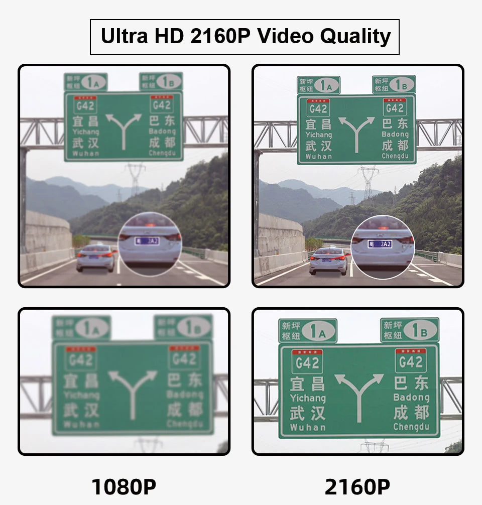 E-ACE Dash Cam 4K 3 Inch Mini Car Dvr Dual Lens