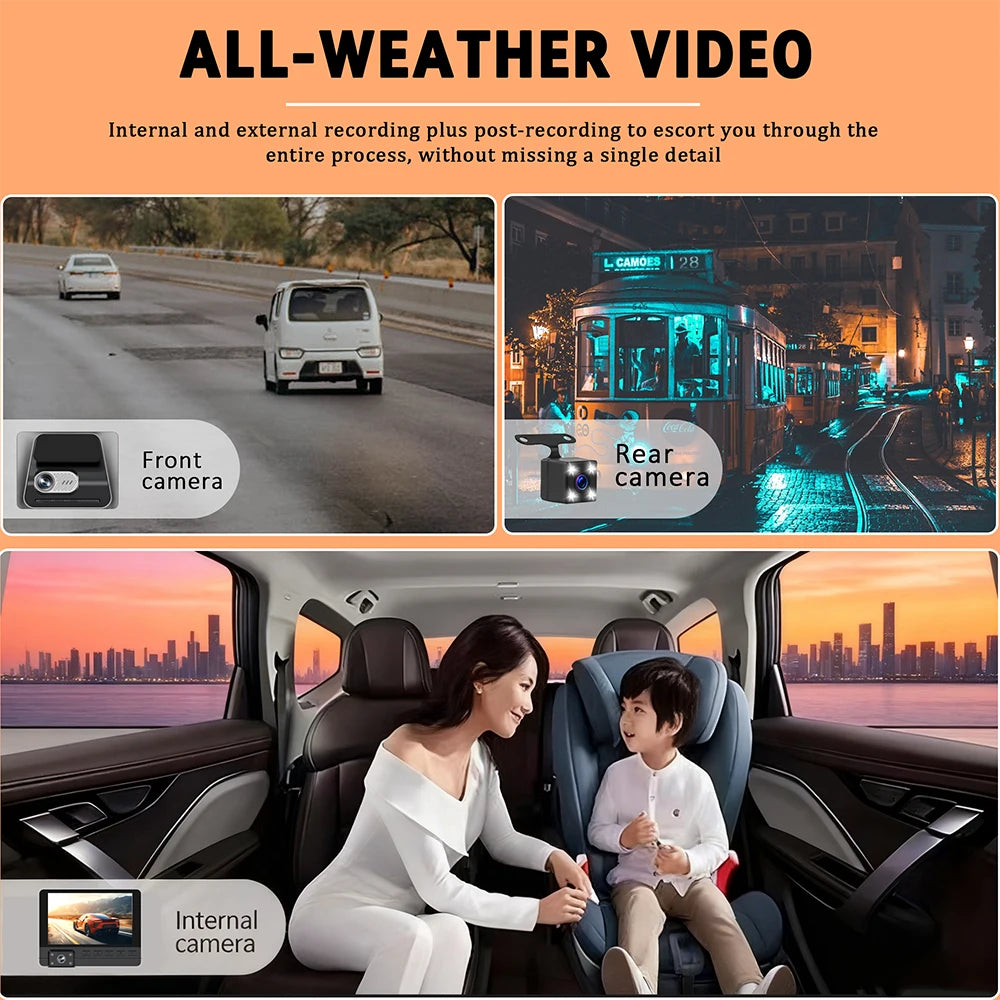 Newes 3Camera 1080P HD Dash Cam Hide Car Recording Camera