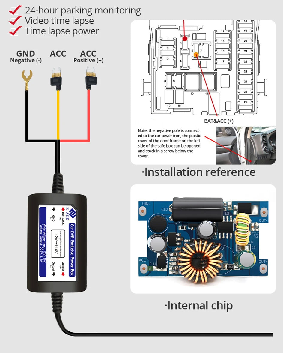 E-ACE 2K Car DVR WIFI GPS Stream Media Mirror Optional