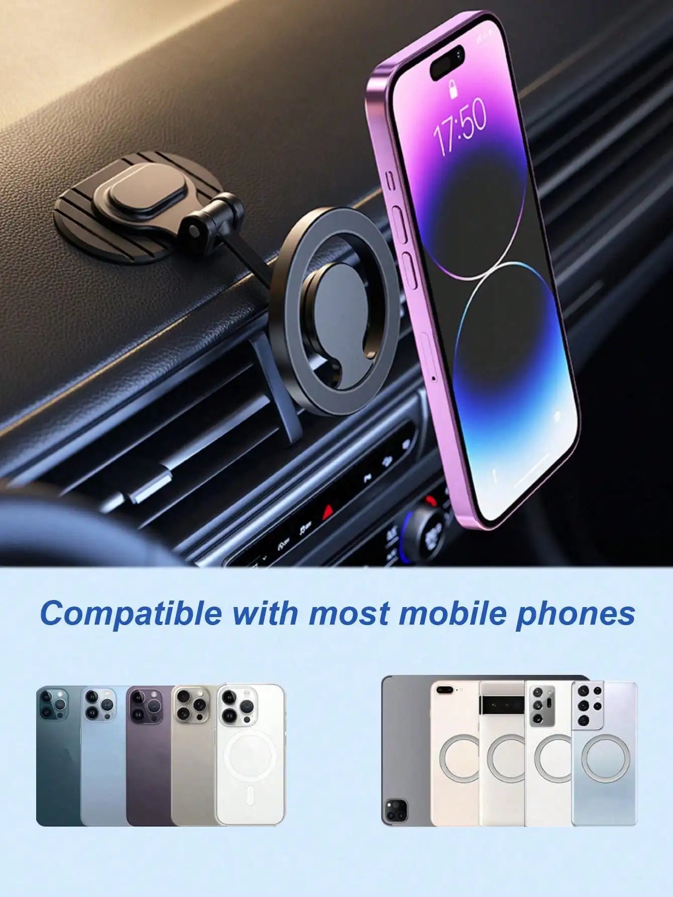 360° Rotating Magnetic Car Phone Holder Foldable