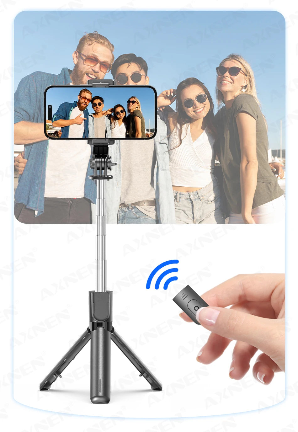 Bluetooth Selfie Stick Tripod Desktop Stand, Phone Holder