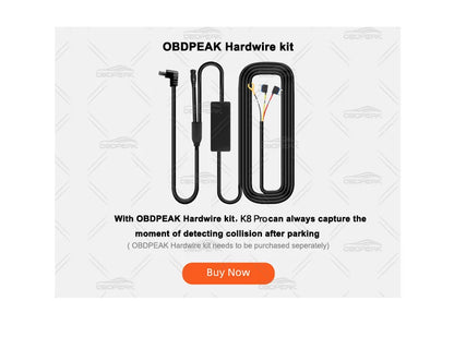 OBDPEAK K8 Pro Front 5K Rear 1080P Dash Cam Camera