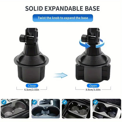 Car Cup Holder Tablet & Phone Mount with Heavy Duty Base