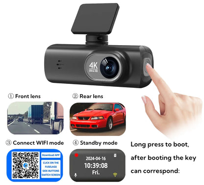UHD 4K WiFi Dash Cam Dual Lens Driving Recorder Car DVR