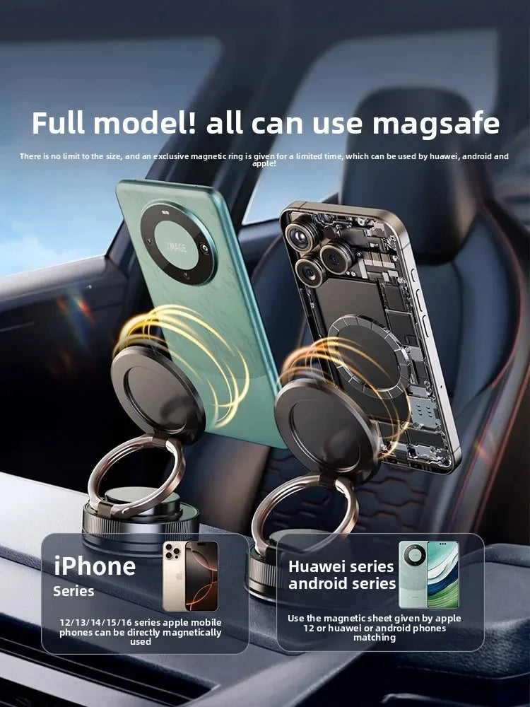 Metal Vacuum Magnetic Car Phone Holder Foldable Design