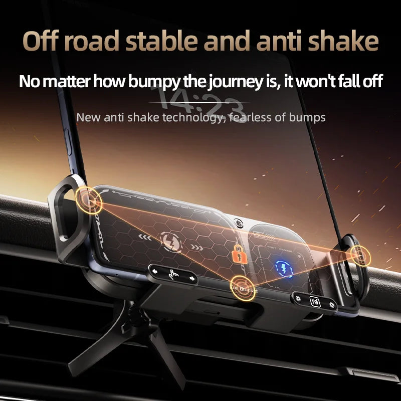 Dual Coil Foldable Phone Holder Car 15W Wireless Charger