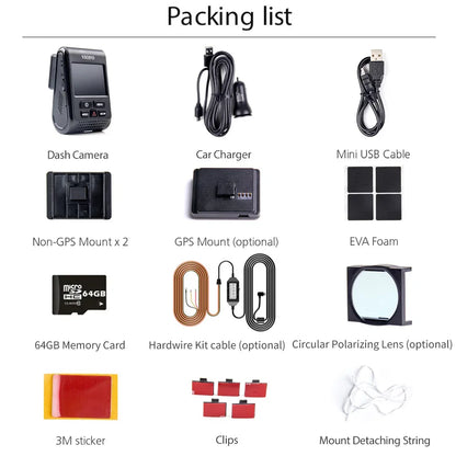 VIOFO A119 V3 2K Car Parking Mode G-Sensor Rota Lens