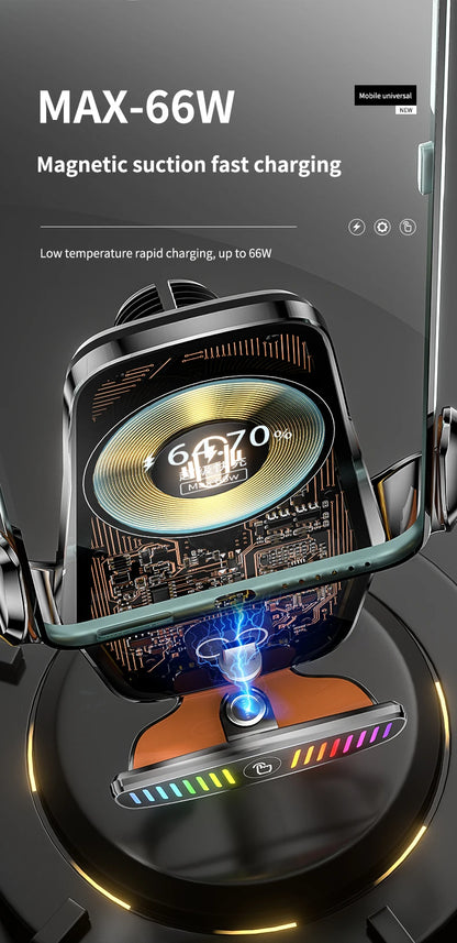 66W Magnetic Car Phone Holder 15W Wireless Fast Charger Car Stand