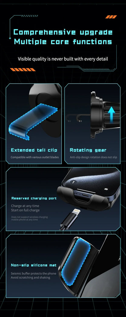 Wireless Car Air Vent Phone Holder 15W Fast Charging