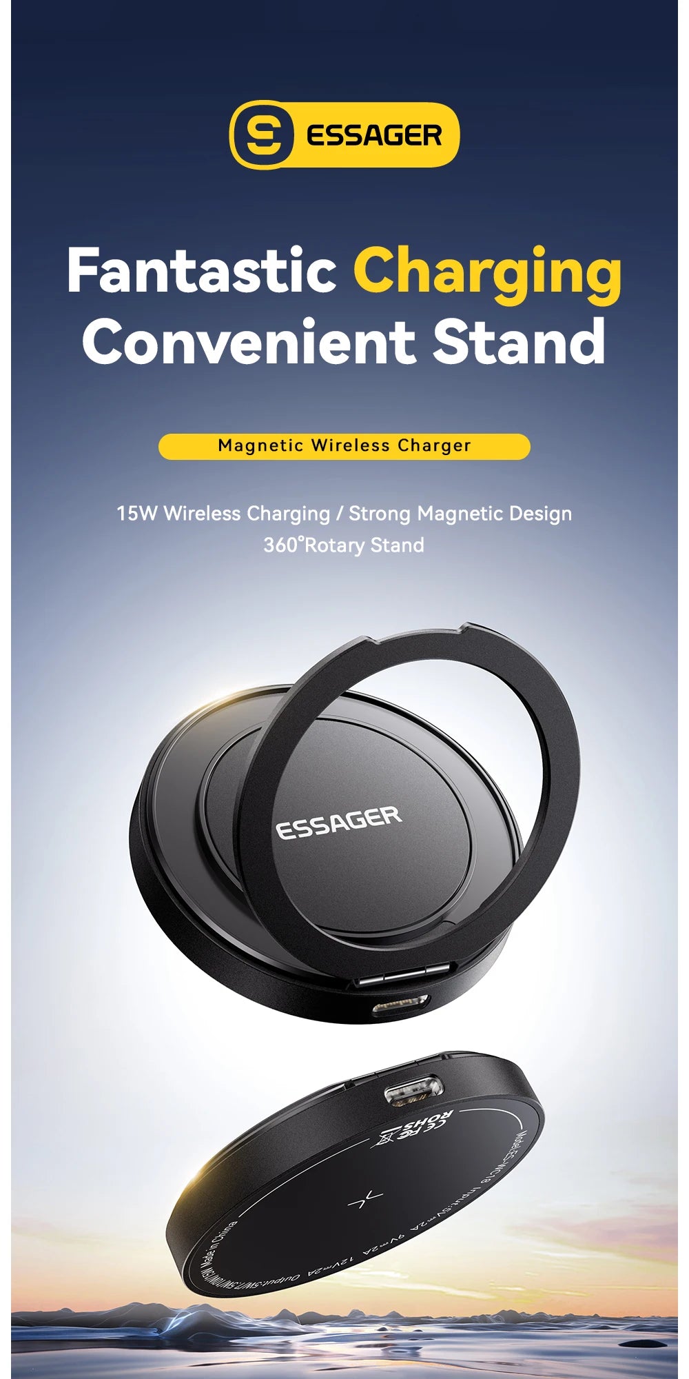 Magnetic 15W Wireless Charger Fast Charging Pad Stand