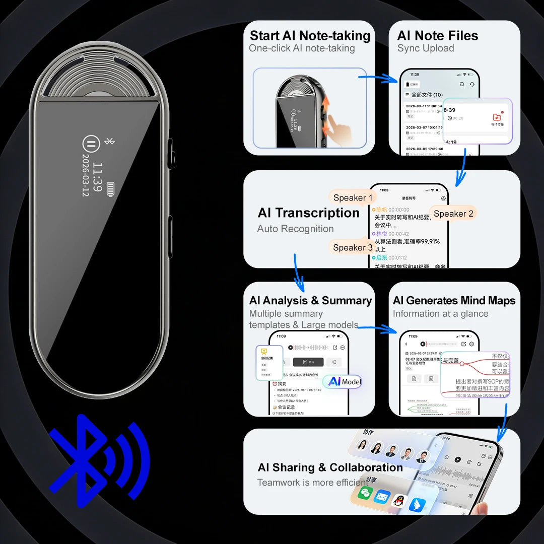 Upgraded AI Voice Recorder, 72 Languages, 99.91% Accuracy