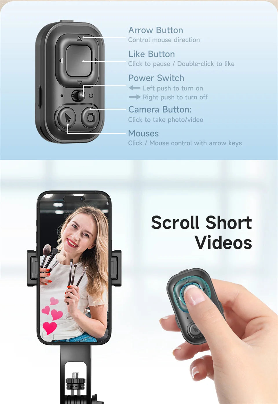 FANGTUOSI 360 Rotation Gimbal Stabilizer ,Selfie Stick Tripod