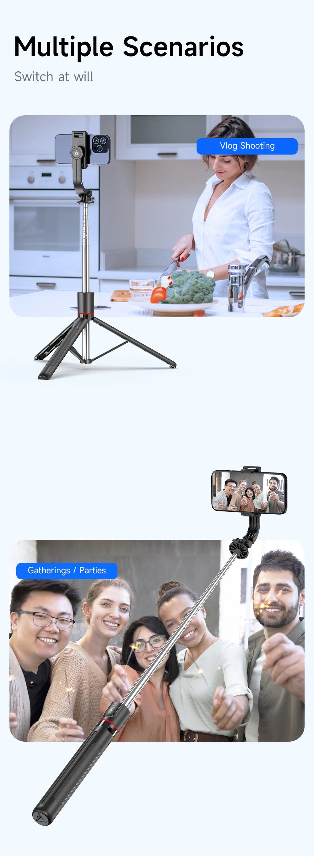 F15 with Wireless Remote 68 Inch Selfie Stick Phone Desktop Stand