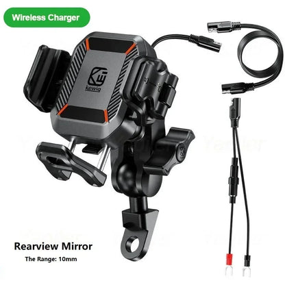 Motorcycle Phone Holder Shockproof 15W Wireless Charger