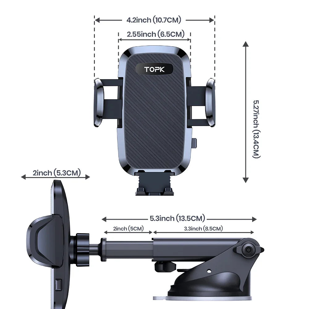 TOPK Car Phone Holder Phone Mount Car Suction Stand