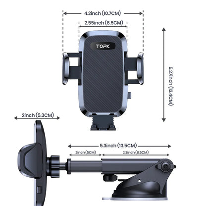 TOPK Car Phone Holder Phone Mount Car Suction Stand