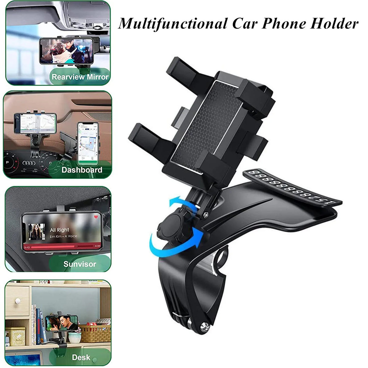 Universal Dashboard Car Phone Holder with Parking Number Plate