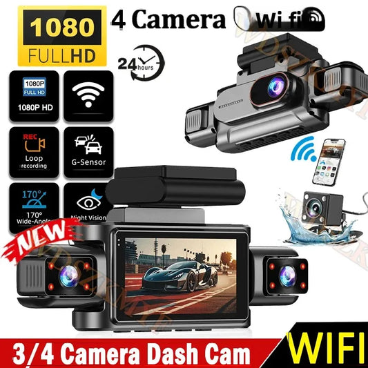 360°Auto Camera 1080P Video Recorder 3/4 Lens WIFI DashCam