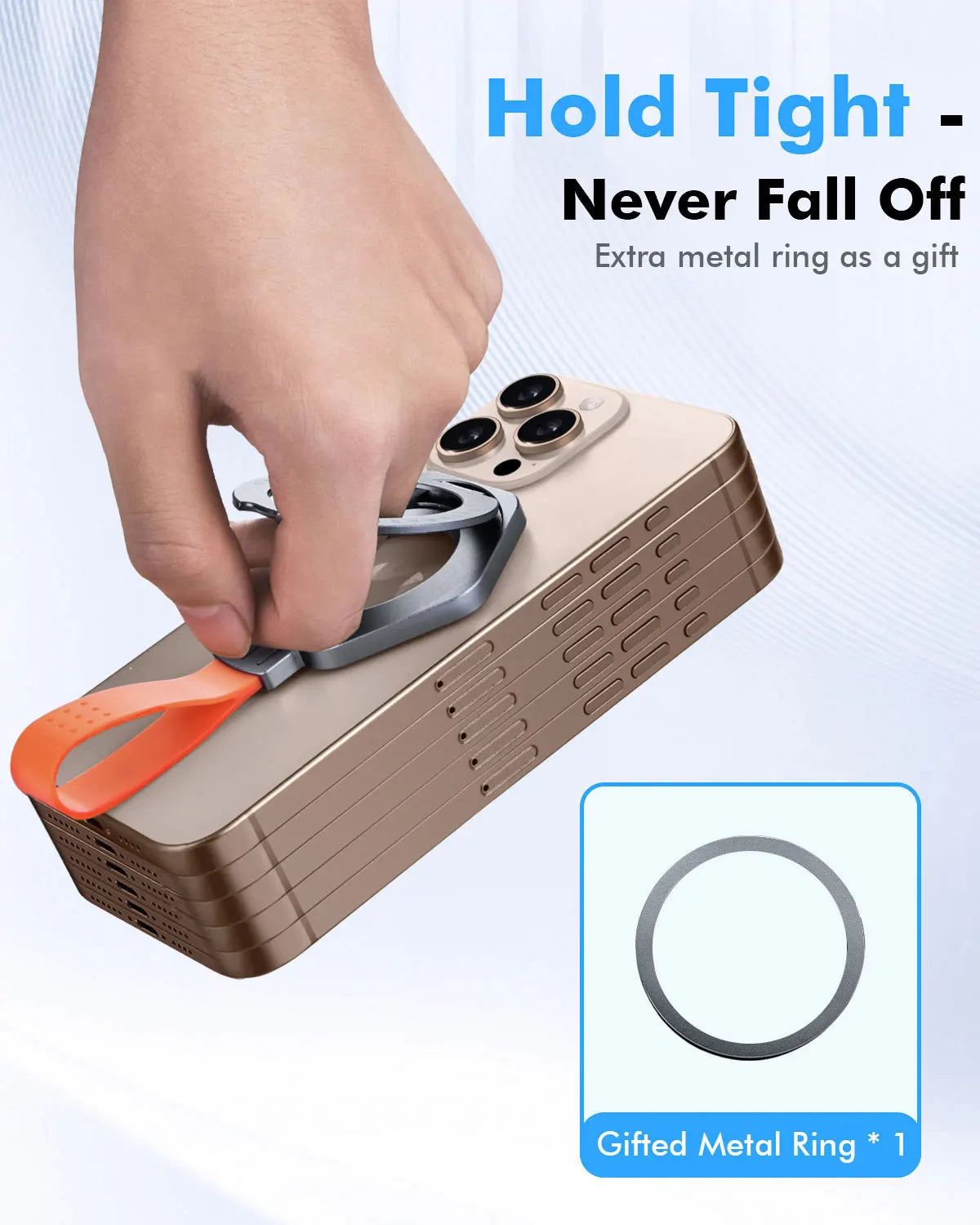 Metal Magnetic Phone Stand Adjustable with Silicone Lanyard