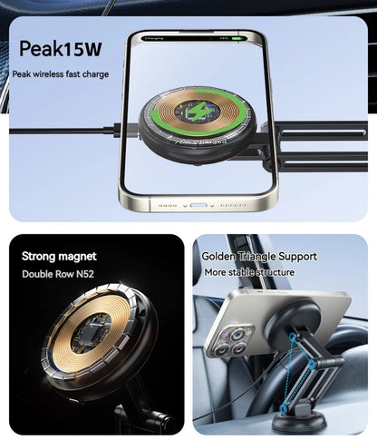 15W Metal Magnetic Car Phone Holder Wireless Charger