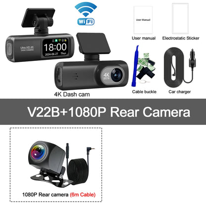 UHD 4K Dash Cam Dual Lens Driving Recorder Car DVR 1080P Rear Lens
