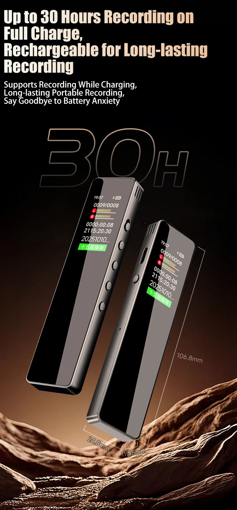 Famue Ai Voice Recorder with Text Transcription Mini Portable