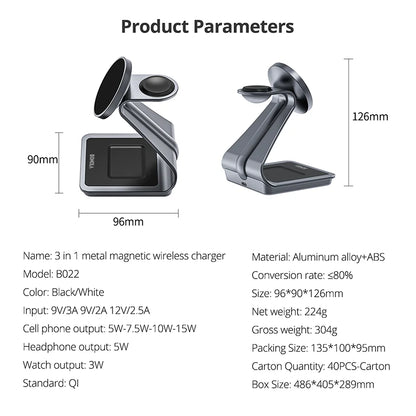 3 in 1 Wireless Charger Metal Stand for Samsung