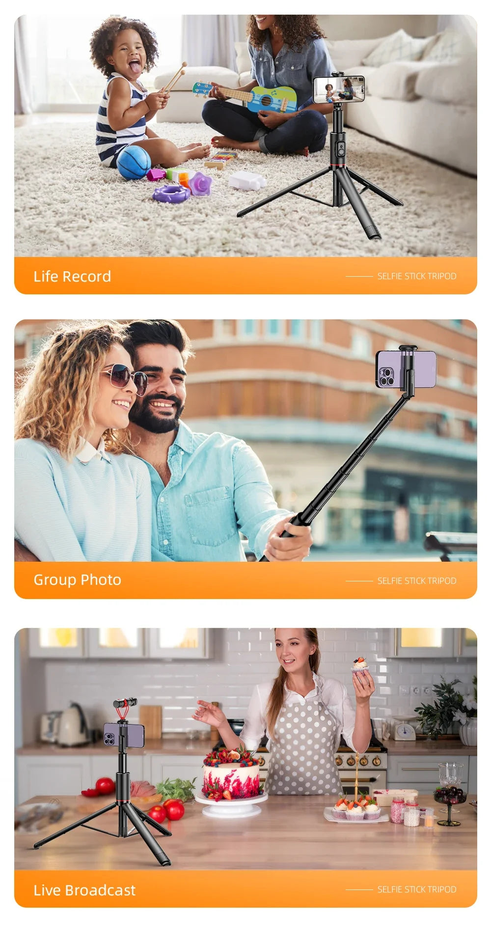 Wireless Mobile Selfie Stick Multi-Functional Stable Tripod Stand