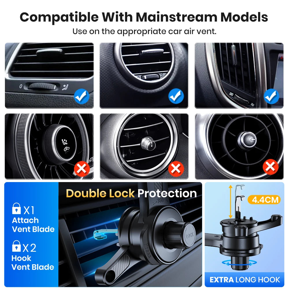 TOPK Car Phone Holder Stand, Extended Arm 3-Point Support