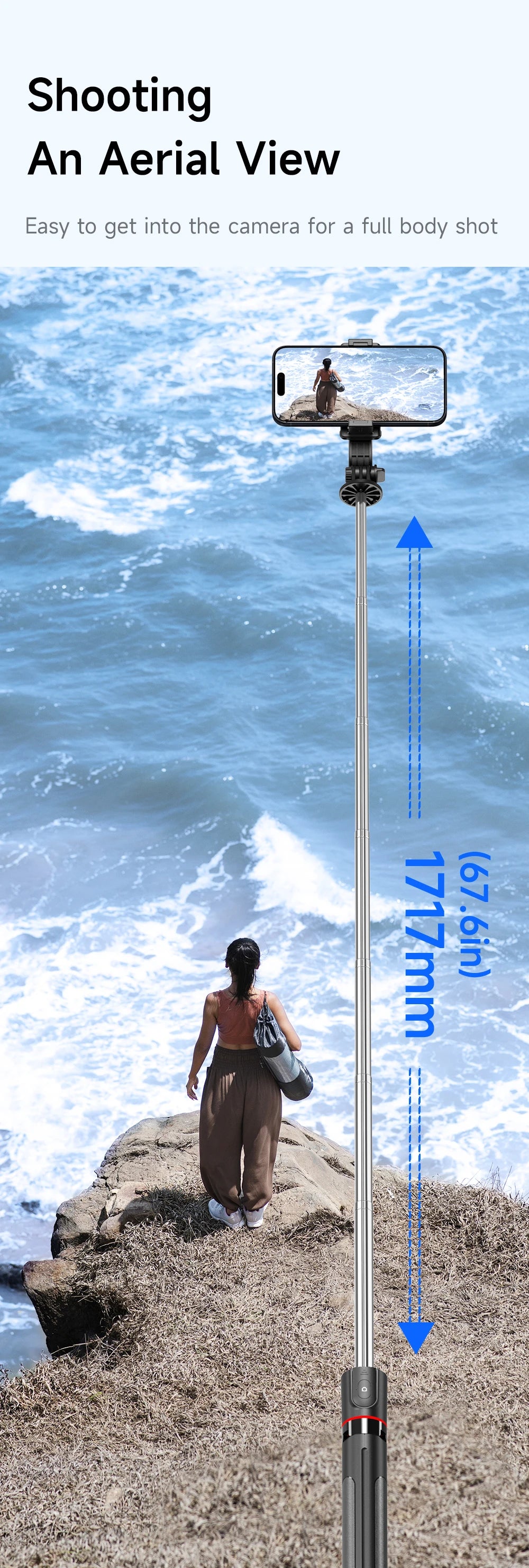 F15 with Wireless Remote 68 Inch Selfie Stick Phone Desktop Stand