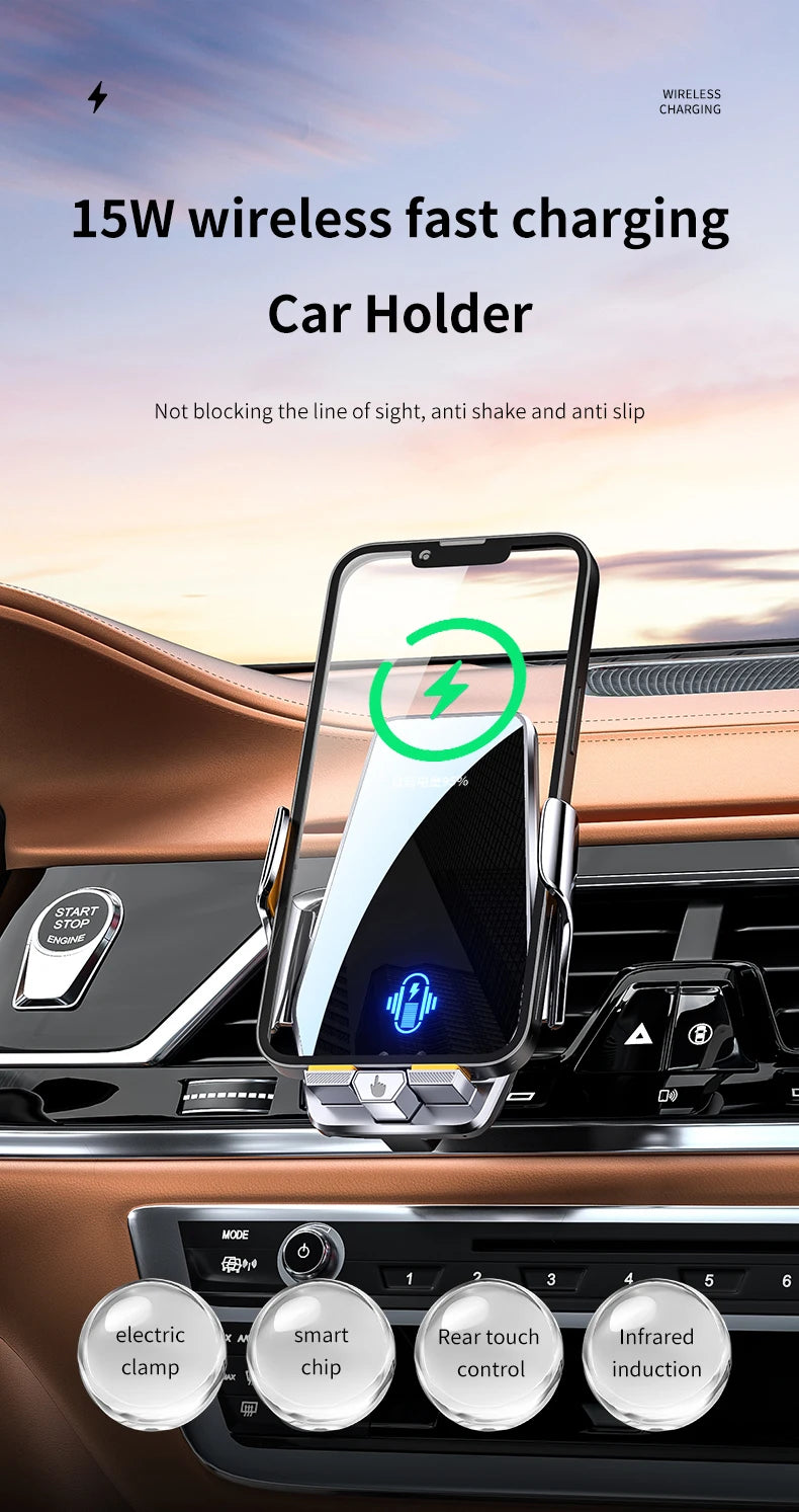 Max 66W Magnetic Head Car Phone Holder 15W Wireless Charger