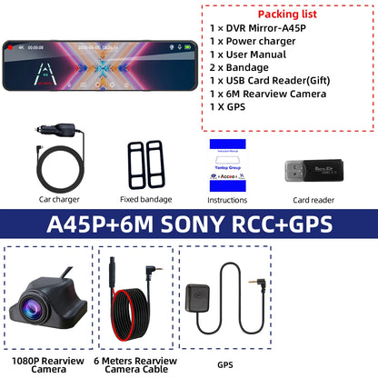 4K Rearview Mirror Driving Recorder HD Night Vision Loop