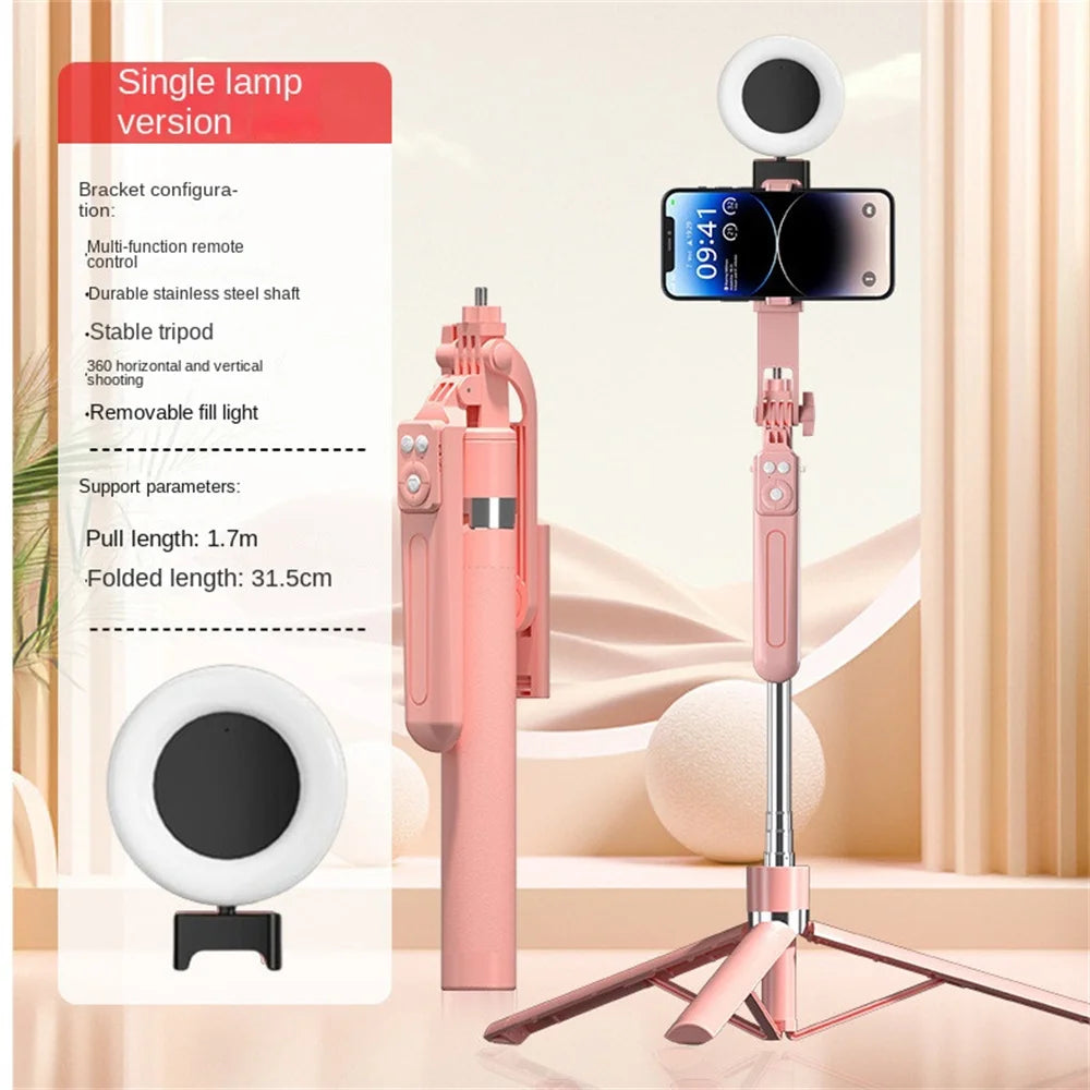 BSLIUFANG Selfie Stick Wireless Tripod Stand with Light