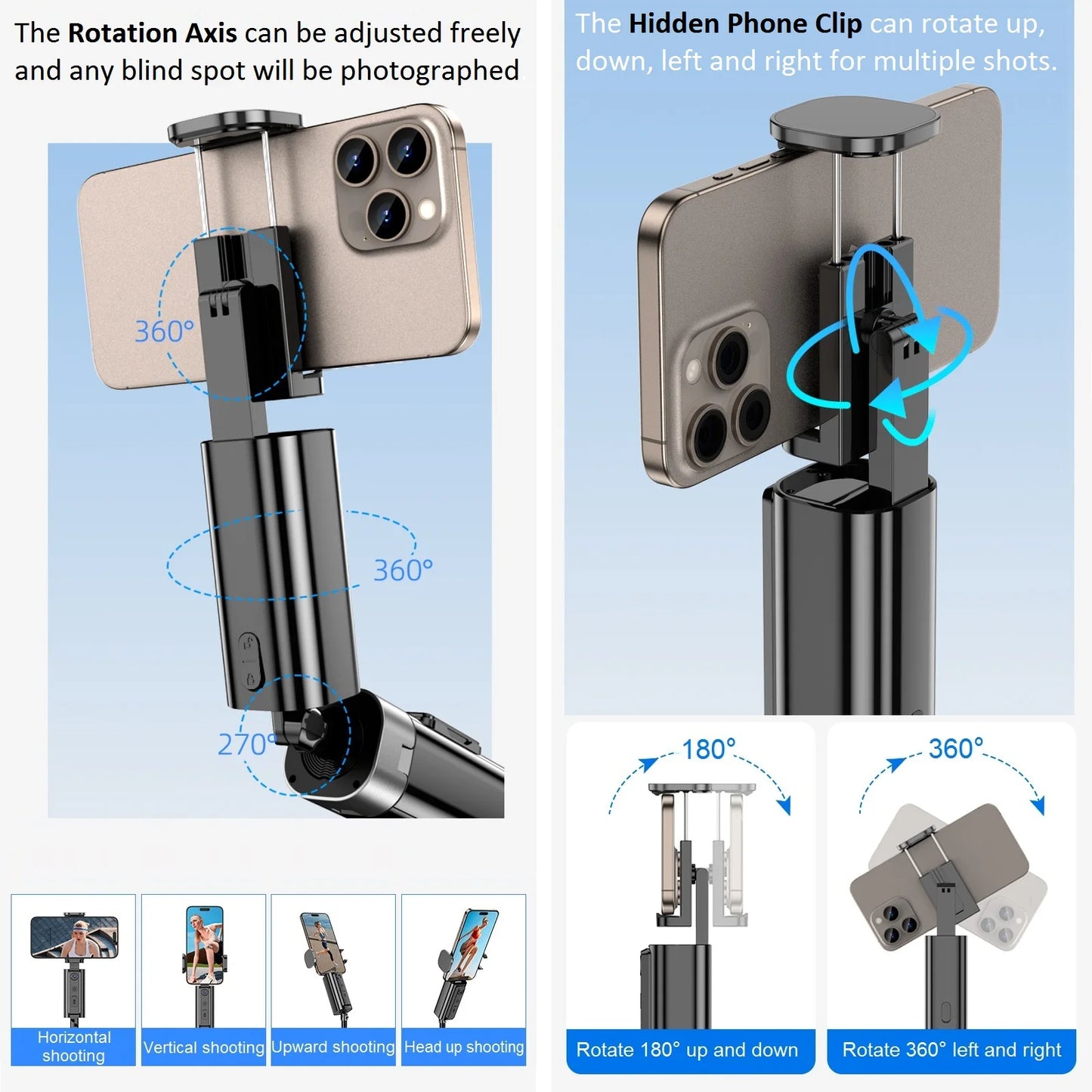 Auto Face Tracking Tripod Selfie Stick 360° Rotation Phone Holder