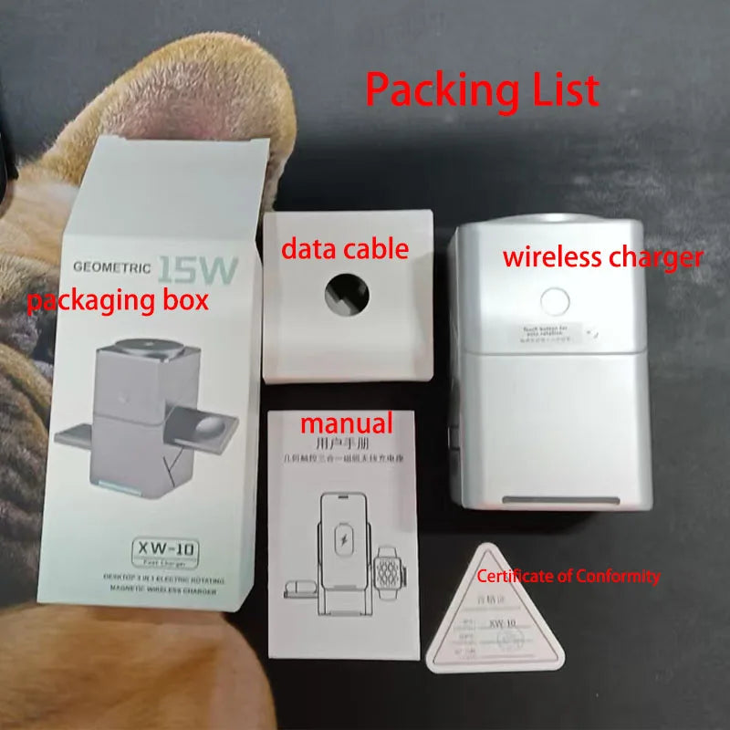 New Qi2 3 in 1 Touch Button Rotating Magnetic Wireless Charger