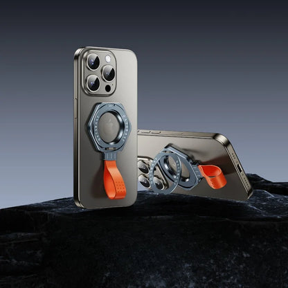 Metal Magnetic Phone Stand Adjustable with Silicone Lanyard