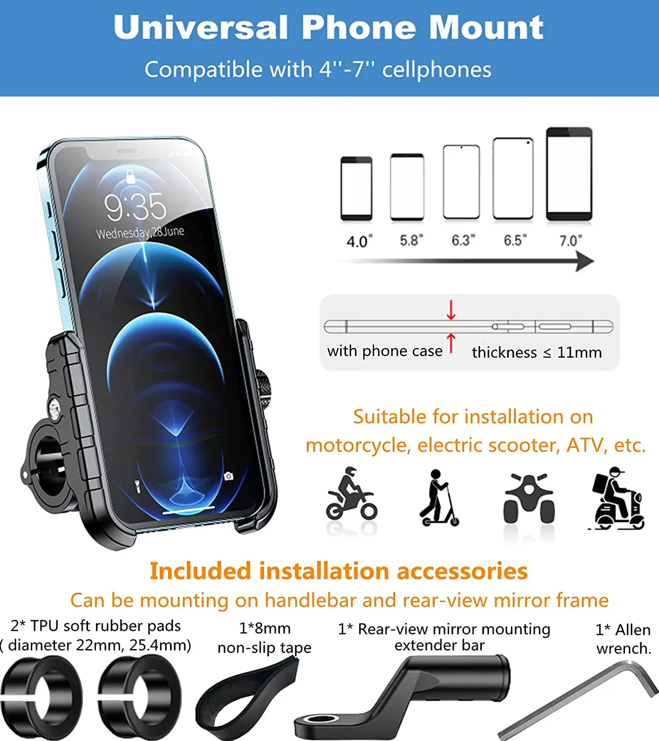 Motorcycle Mobile Phone Holder Stand Mount