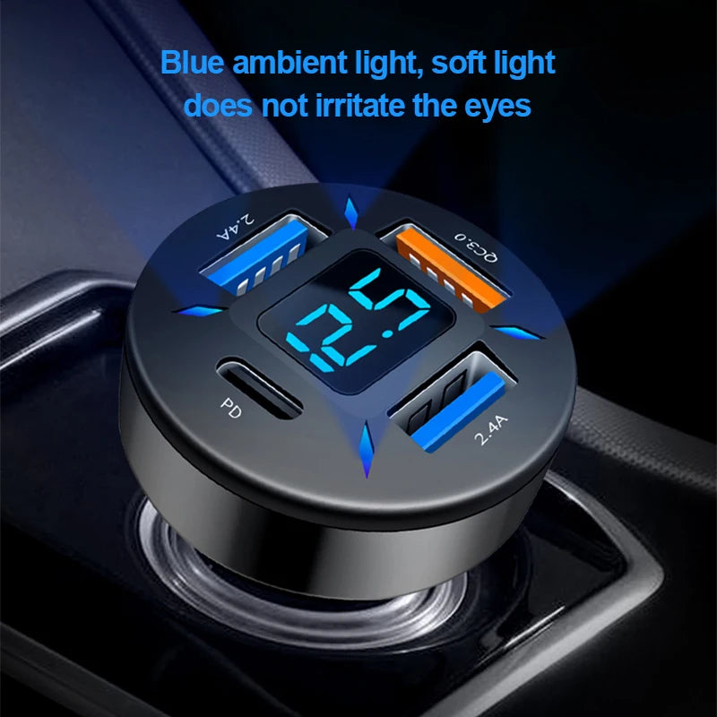 Quick Charge Car Phone Charger PD+QC3.0 4 Ports