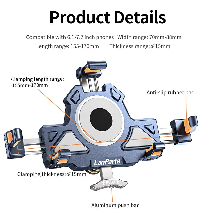 Universal  Motorcycle Phone Holder Alloy Anti-Shake 360° Adjustable