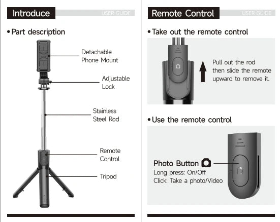 F01 Selfie Stick Portable Tripod Phone Stand