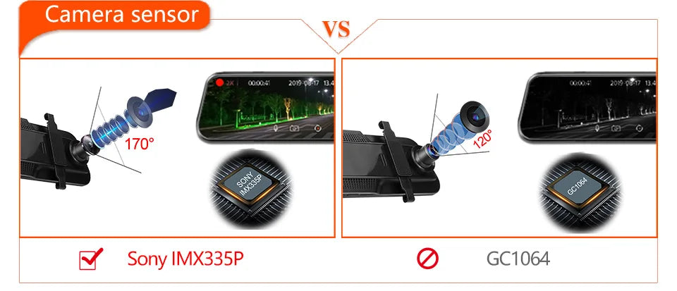 E-ACE 2K Car DVR WIFI GPS Stream Media Mirror Optional