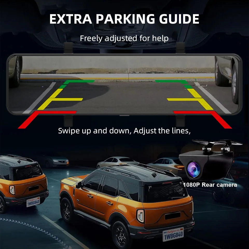 4K Rearview Mirror Driving Recorder HD Night Vision Loop