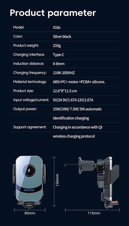 100w Qi Phone Fast Charging Magnetic Qi2 Car Wireless Charger