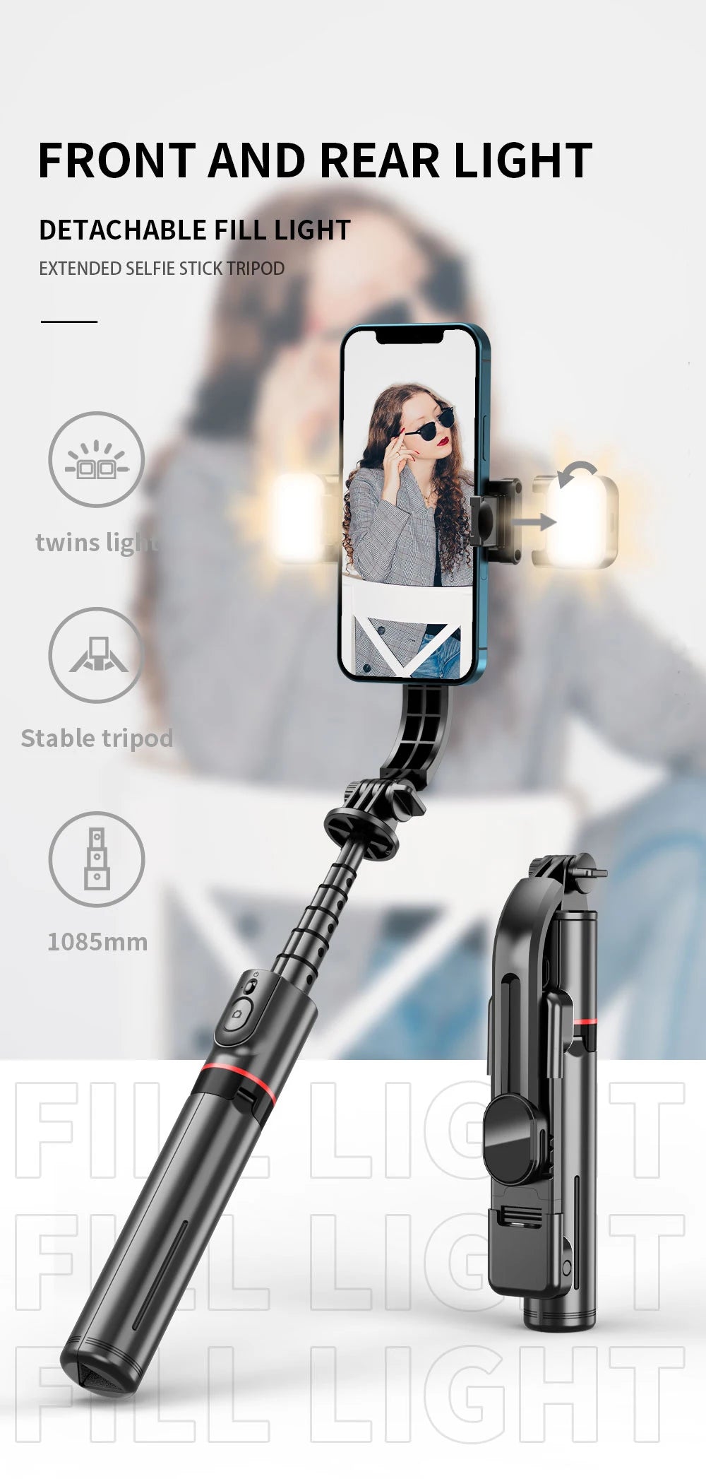 Extended Foldable Wireless Bluetooth Selfie Stick Tripod