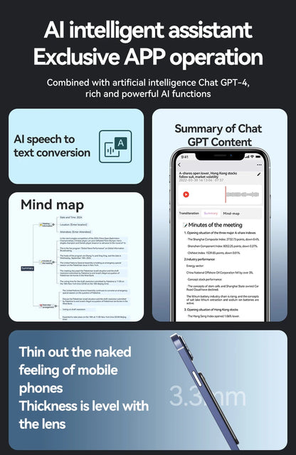 8-128GB AI ChatGPT-4 Intelligent Voice Recorder Audio App Device
